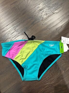 Speedo Eco Endurance Acid Lime swim briefs,elastic drawcord waist